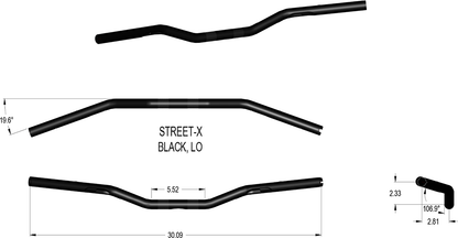 KHROME WERKS Street-X Handlebars - Low Bend - Black 300905