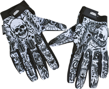 LETHAL THREAT Tattoo Gloves - Black/White - XL GL15017XL