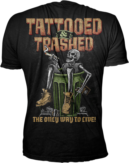 LETHAL THREAT Tattooed & Trashed T-Shirt - Black - Medium LT20892M
