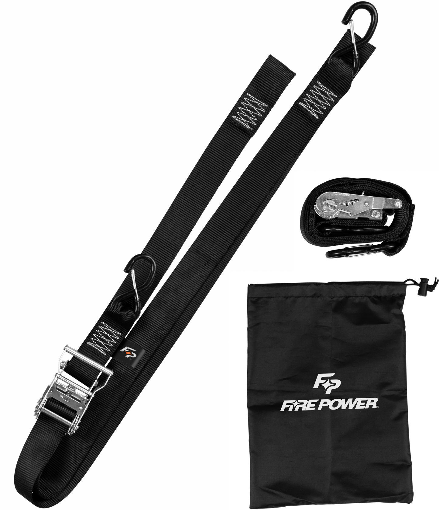 2" Tie Down Ratchet W/Soft Tie 8' Long Black 2/Pk