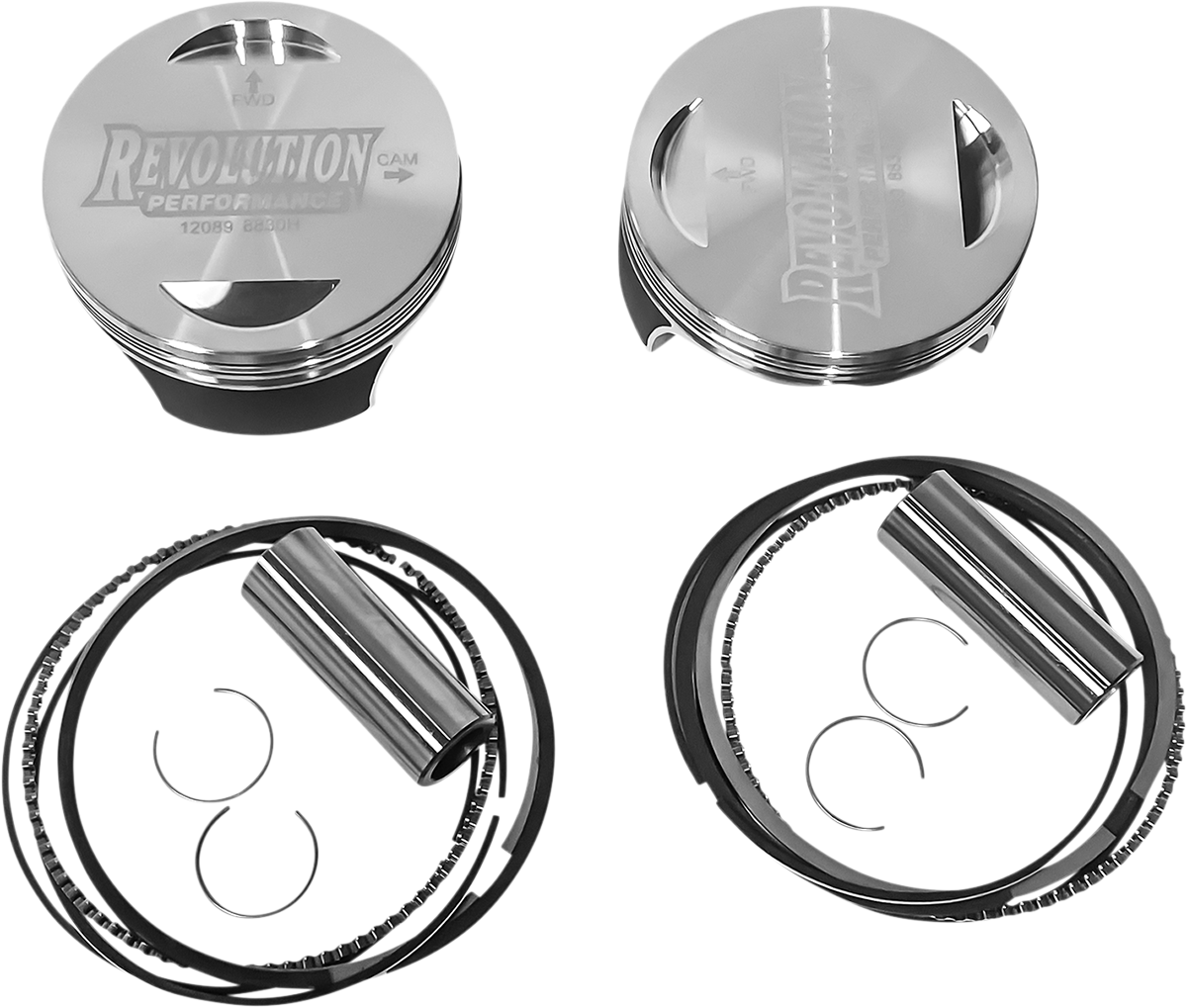 REVOLUTION PERFORMANCE, LLC Piston Kit - Flat-Top - For 107" Big Bore Cylinder Kit - Twin Cam RP301-116W