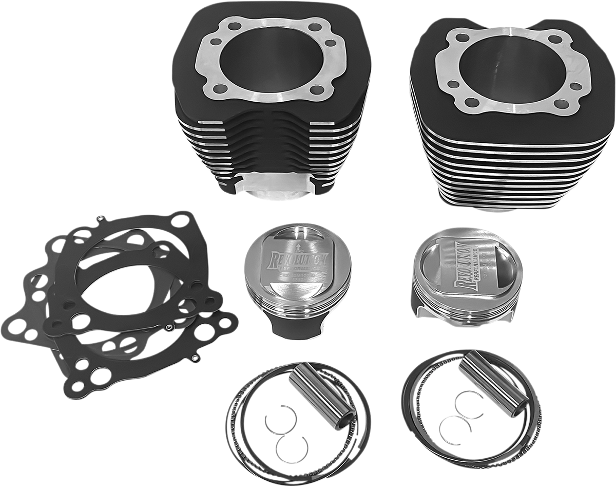 REVOLUTION PERFORMANCE, LLC Cylinder Kit - 98" - Big Bore - Black with Highlighted Fins - Twin Cam RP201-103W