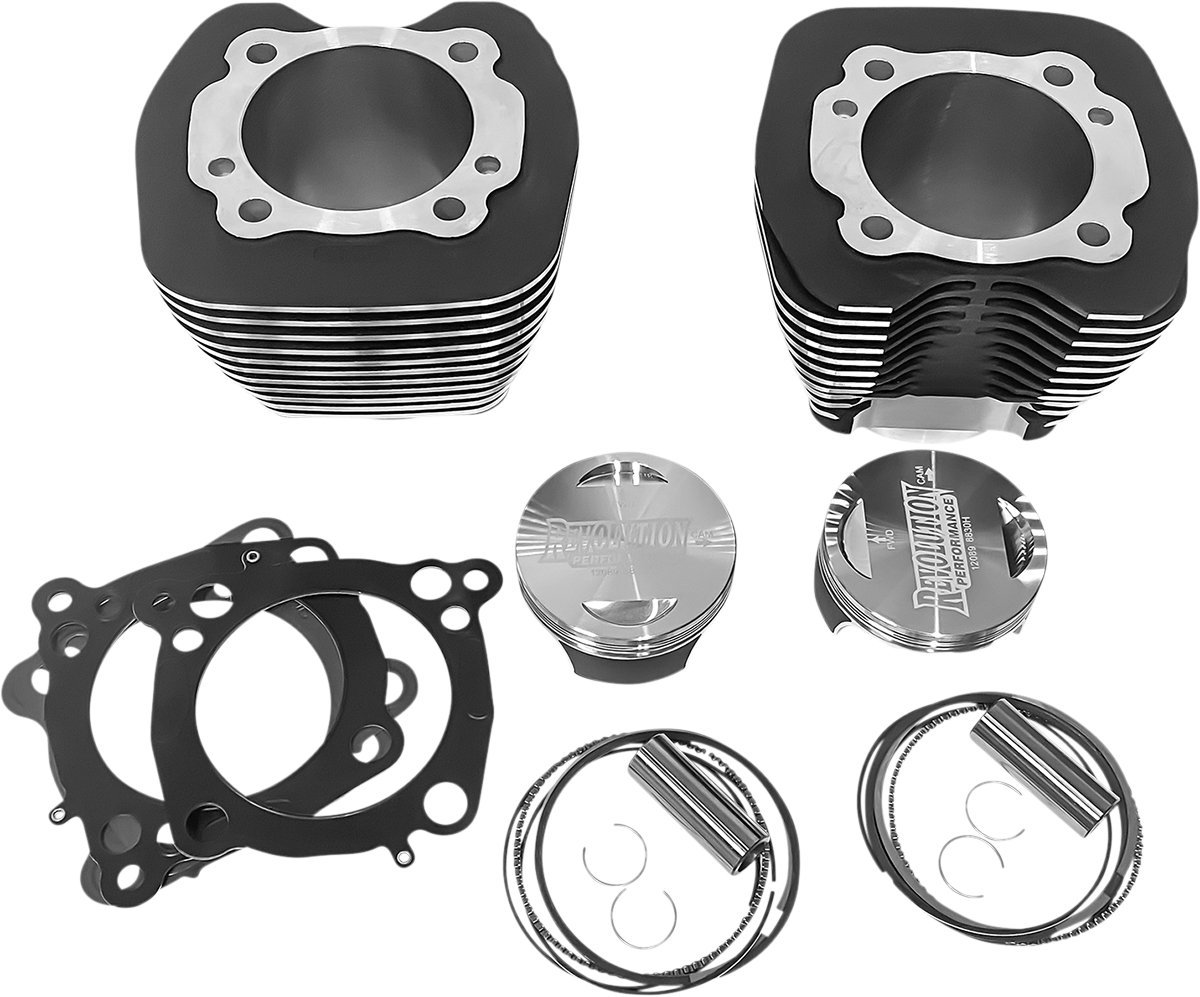 REVOLUTION PERFORMANCE, LLC Cylinder Kit - 107" - Big Bore - Black with Highlighted Fins - Twin Cam RP201-119W