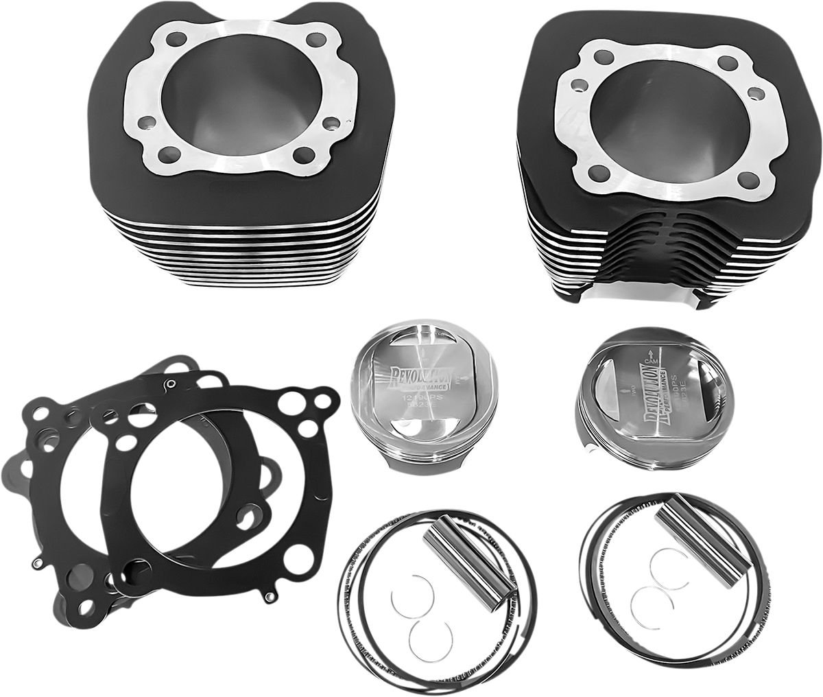 REVOLUTION PERFORMANCE, LLC Cylinder Kit - 107" - Big Bore - Black with Highlighted Fins - Twin Cam RP201-119WD