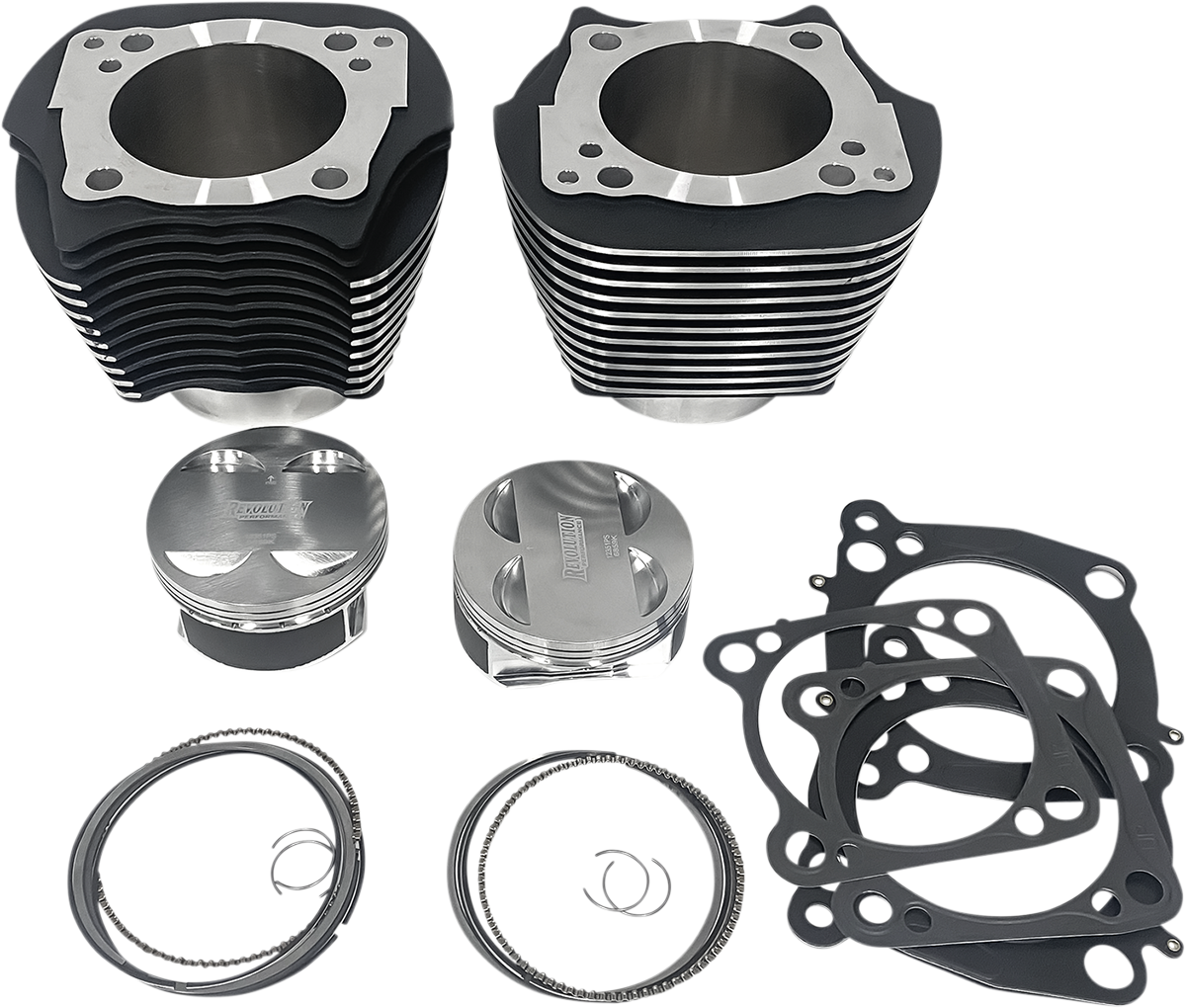 REVOLUTION PERFORMANCE, LLC Cylinder Kit - 124" - Big Bore - Black with Highlighted Fins - 107" M8 RP201-601W