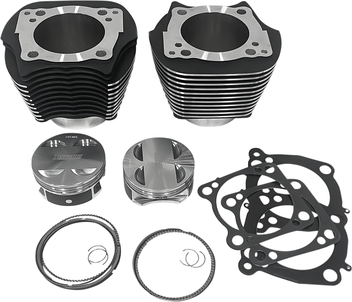 REVOLUTION PERFORMANCE, LLC Cylinder Kit - 128" - Big Bore - Black with Highlighted Fins - 114"/117" M8 RP201-606W