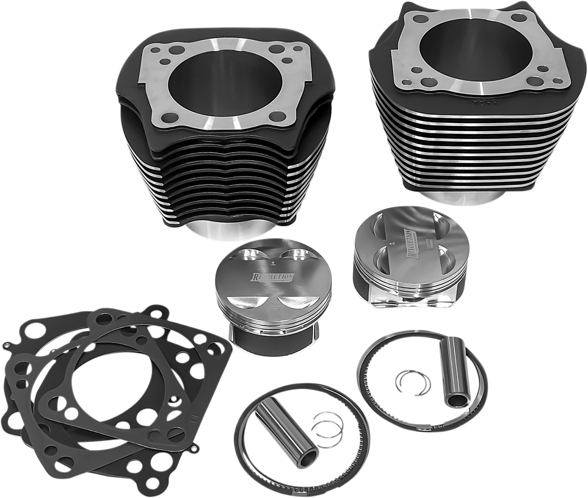REVOLUTION PERFORMANCE, LLC Cylinder Kit - 128" - Big Bore - Black Granite with Highlighted Fins - 114"/117" M8 RP201-607W