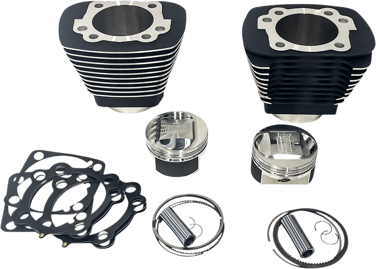 REVOLUTION PERFORMANCE, LLC Cylinder Kit - 1250 cc - Big Bore - Black with Highlighted Fins - XL1200 RP201-405W