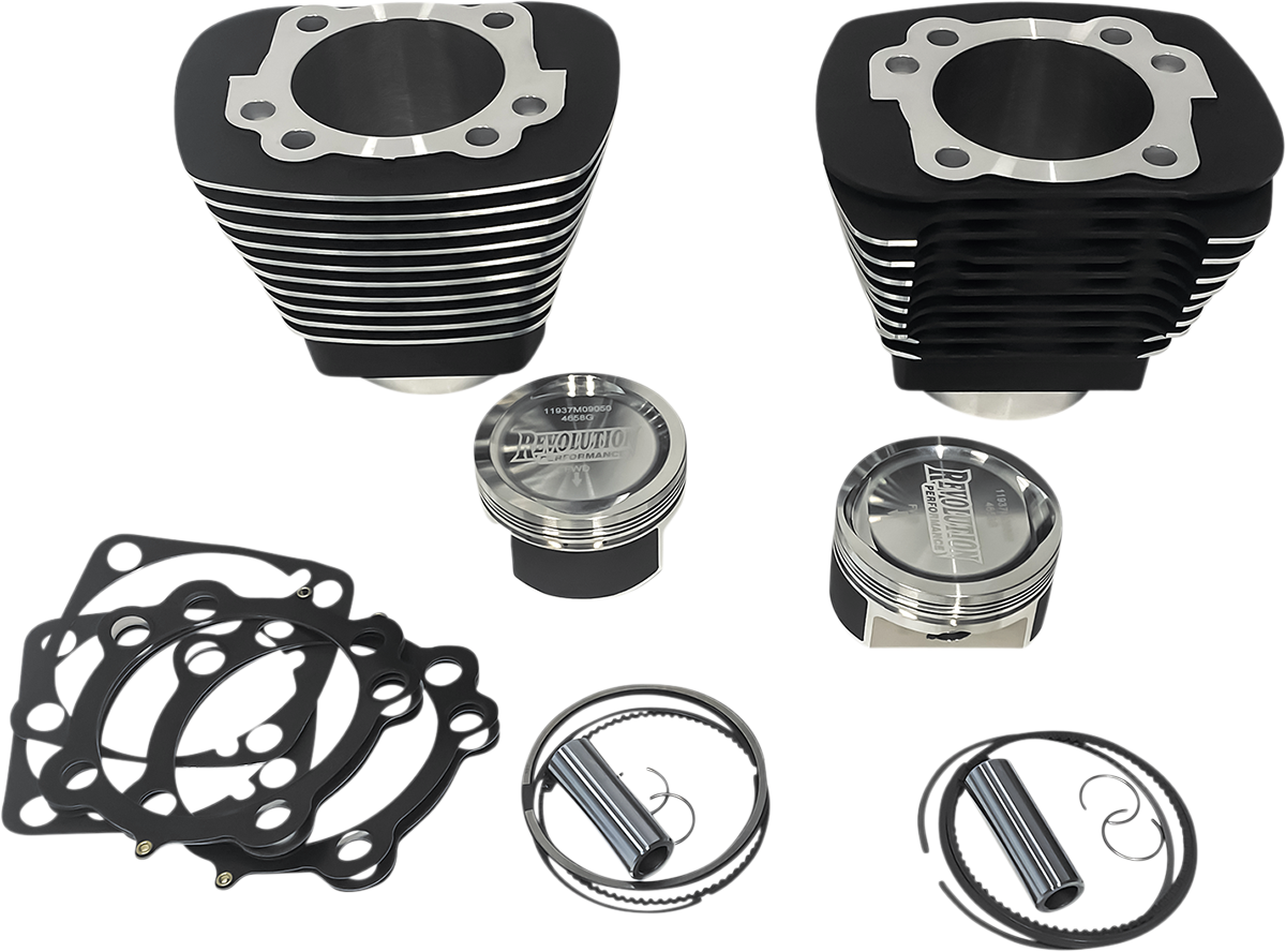 REVOLUTION PERFORMANCE, LLC Cylinder Kit - 1250 cc - Big Bore - Black with Highlighted Fins - XL883 RP201-414W