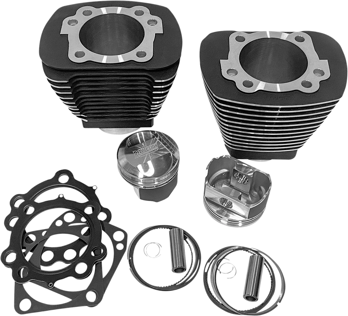 REVOLUTION PERFORMANCE, LLC Cylinder Kit - 85" - Big Bore - Black with Highlighted Fins - Evolution Big Twin RP201-204W