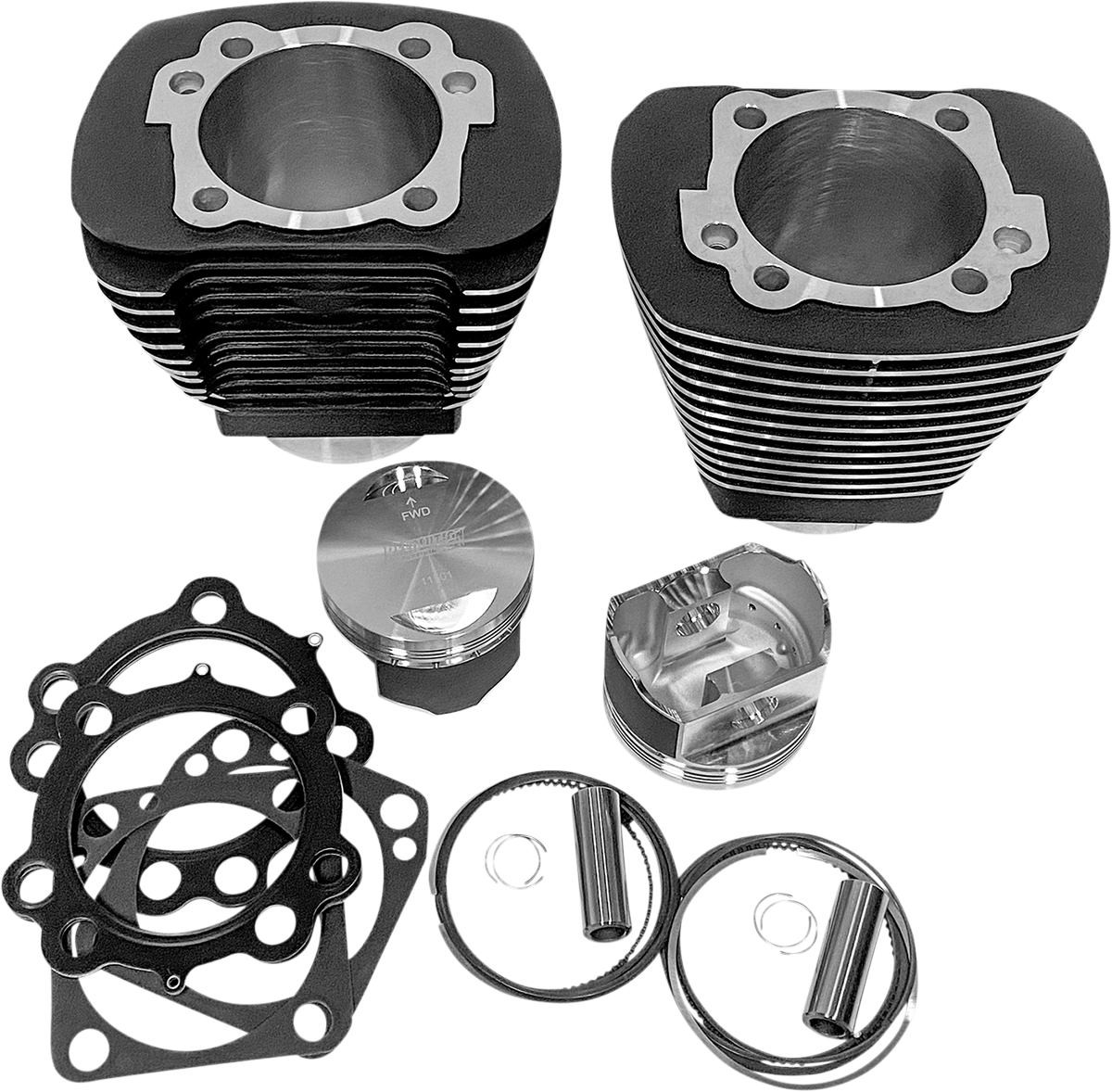 REVOLUTION PERFORMANCE, LLC Cylinder Kit - 85" - Big Bore - Black with Highlighted Fins - Evolution Big Twin RP201-212W