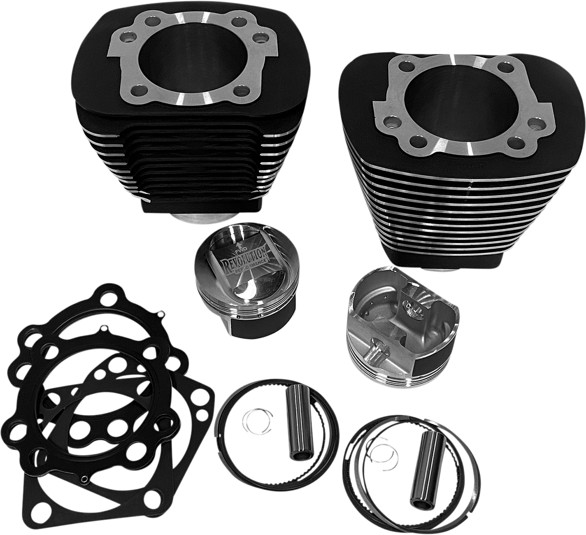REVOLUTION PERFORMANCE, LLC Cylinder Kit - 92" - Big Bore - Black with Highlighted Fins - Evolution Big Twin RP201-220W