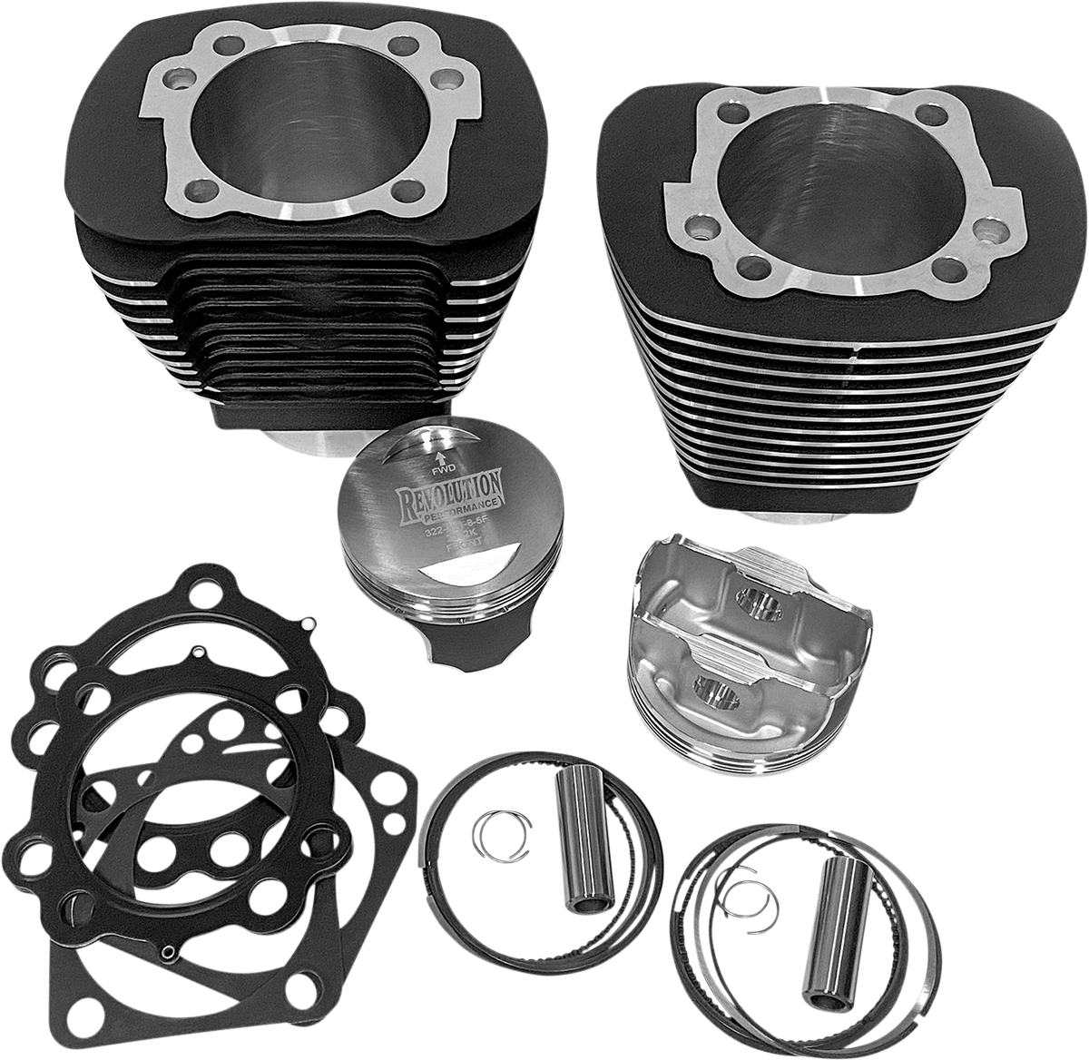 REVOLUTION PERFORMANCE, LLC Cylinder Kit - Monster Big Bore - 100" - Black w/Highlighted Fins - Evolution Big Twin '84-'99 RP201-210W