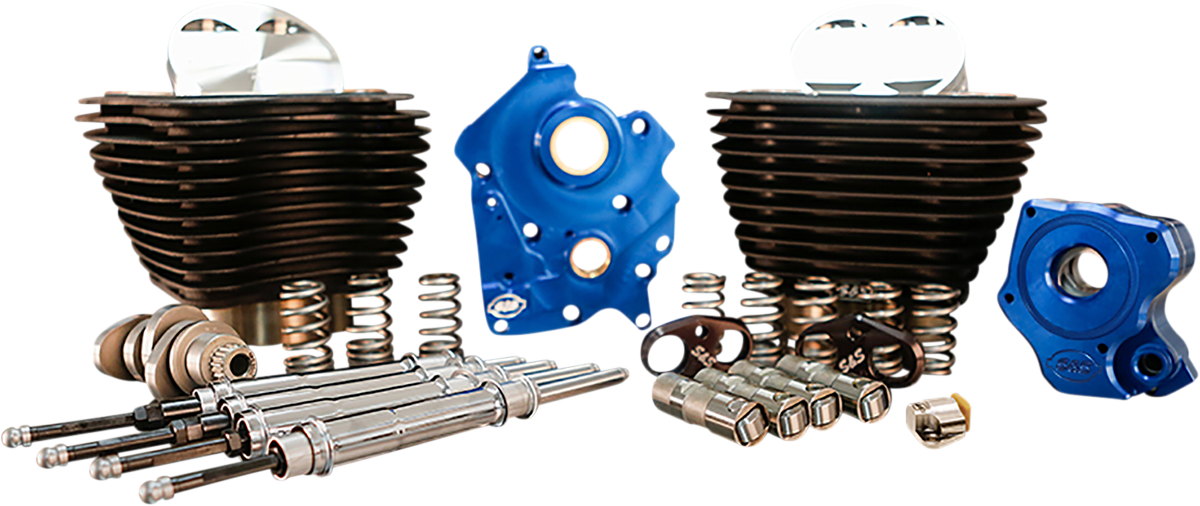 S&S CYCLE 128" Power Package - Chain Drive - Wrinkle Black with Non-Highlighted Fins - 114"/117" M8 310-1105B