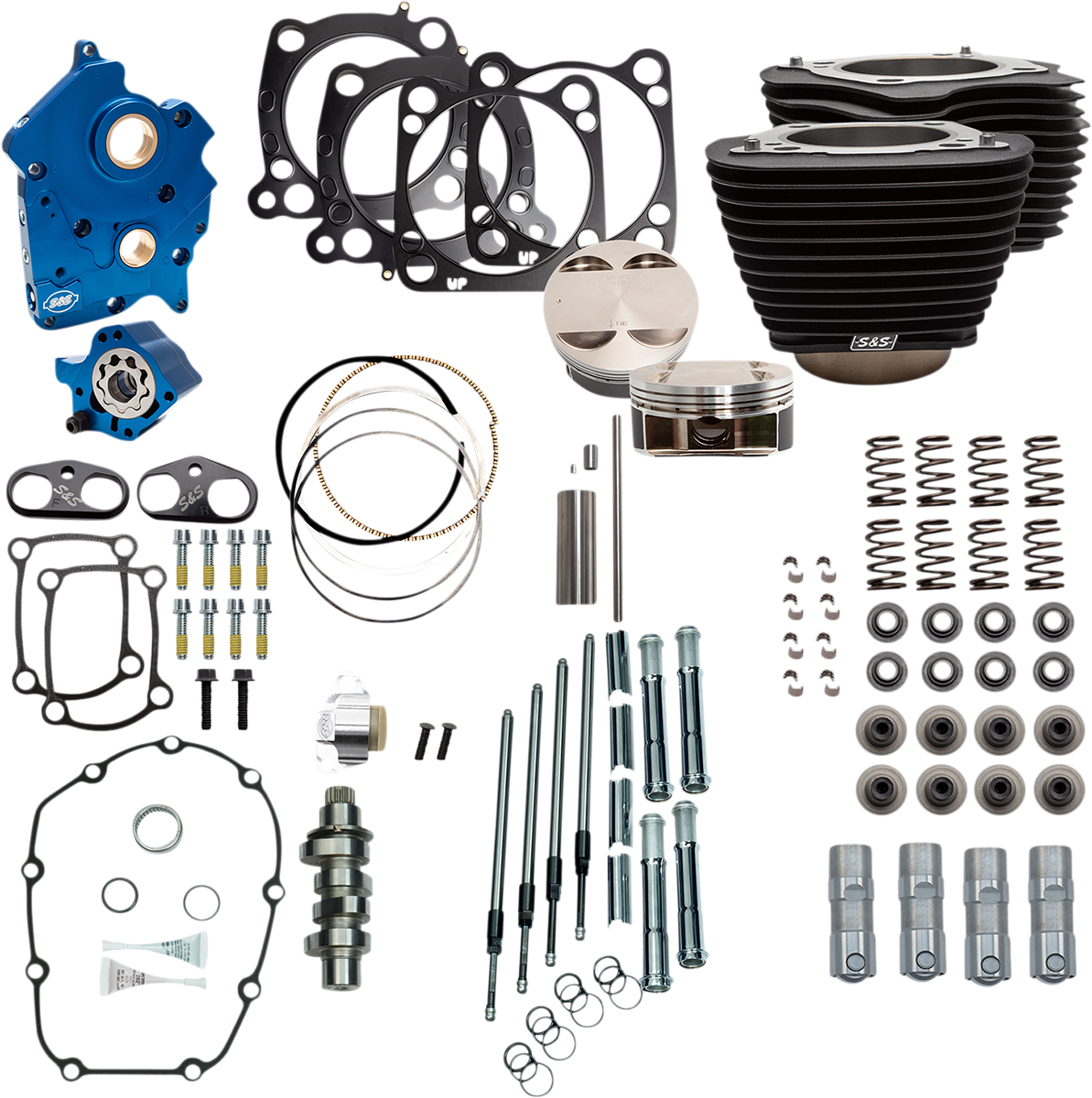 S&S CYCLE 128" Power Package - Chain Drive - Wrinkle Black with Non-Highlighted Fins - 114"/117" M8 310-1105B