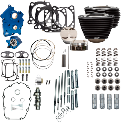 S&S CYCLE 128" Power Package - Chain Drive - Wrinkle Black with Non-Highlighted Fins - 114"/117" M8 310-1105B