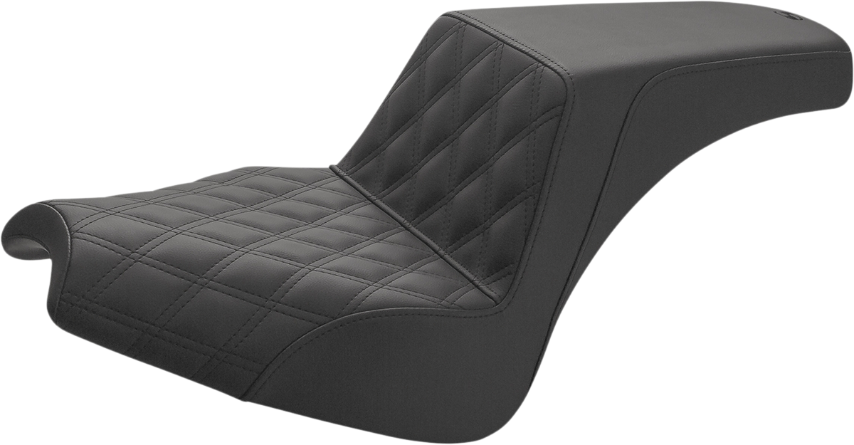 SADDLEMEN Step-Up Seat - Front Lattice Stitch/Rear Smooth - Black - Chief I21-04-172