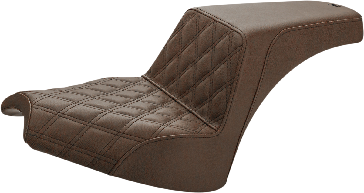 SADDLEMEN Step-Up Seat - Front Lattice Stitch/Rear Smooth - Brown - Chief I21-04-172BR