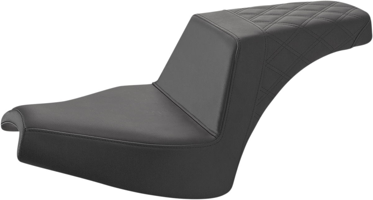 SADDLEMEN Step-Up Seat - Front Smooth/Rear Lattice Stitch - Black - Chief I21-04-173