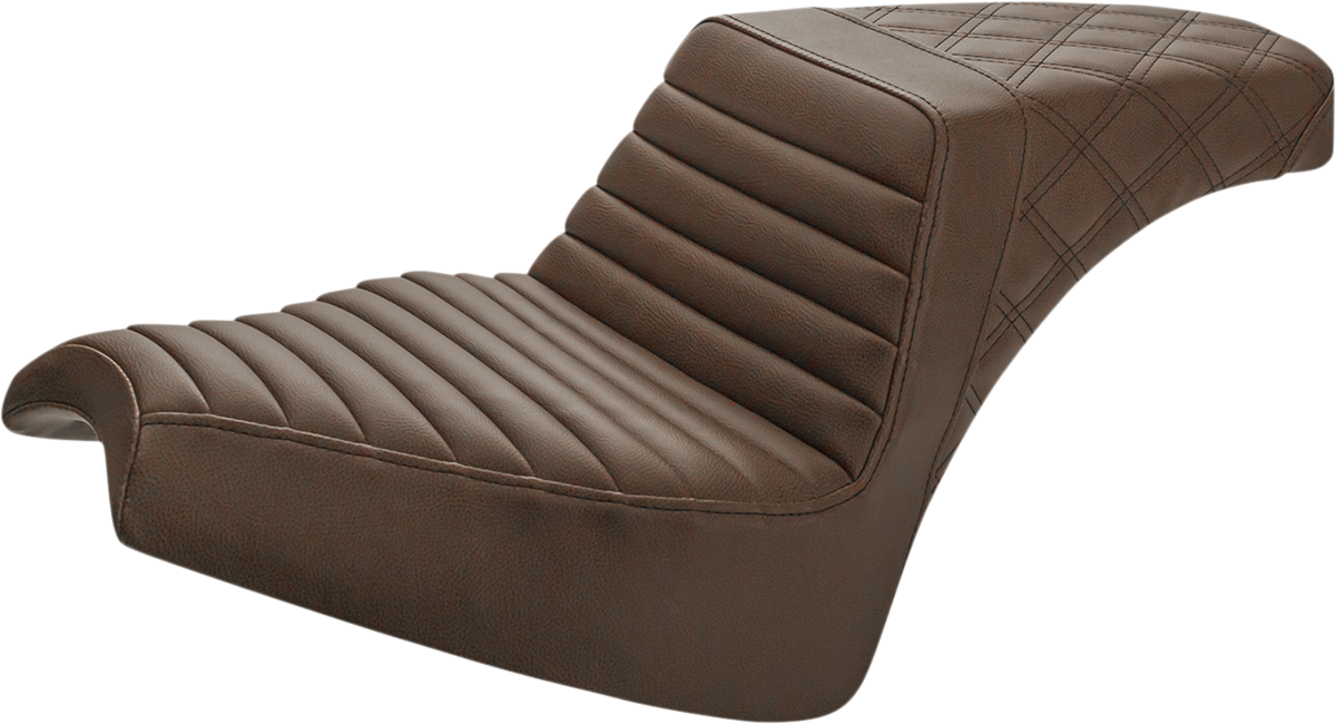 SADDLEMEN Step-Up Seat - Front Tuck-n'-Roll/Rear Lattice Stitch - Brown - Chief I21-04-176BR
