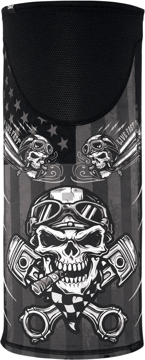 ZAN HEADGEAR Motley Tube® Sportflex® Windproof Neck Tube - Biker Skull TW712