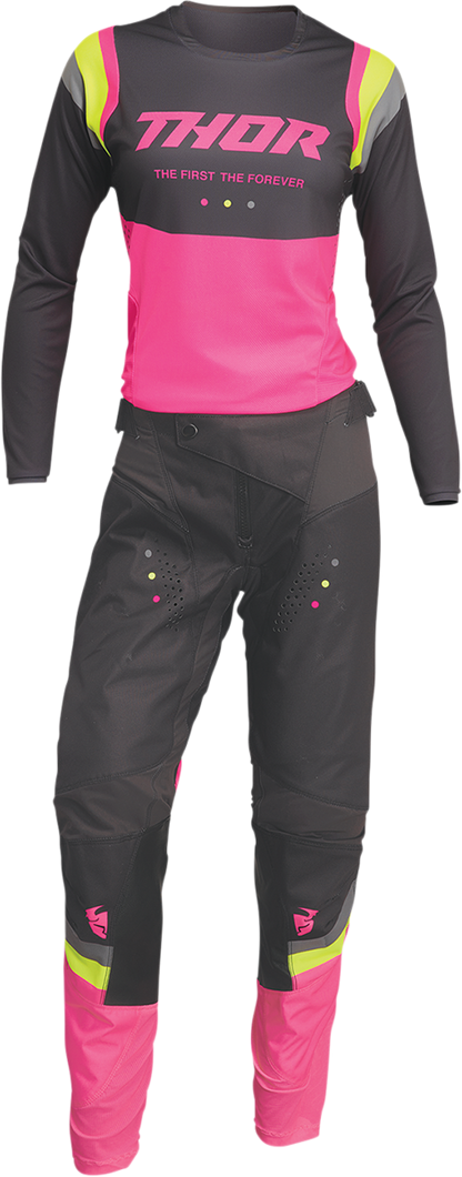 THOR Women's Pulse Rev Pants - Charcoal/Pink Fluo- US 5/6 2902-0296