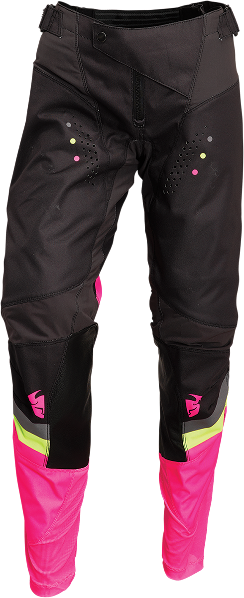 THOR Women's Pulse Rev Pants - Charcoal/Pink Fluo- US 5/6 2902-0296