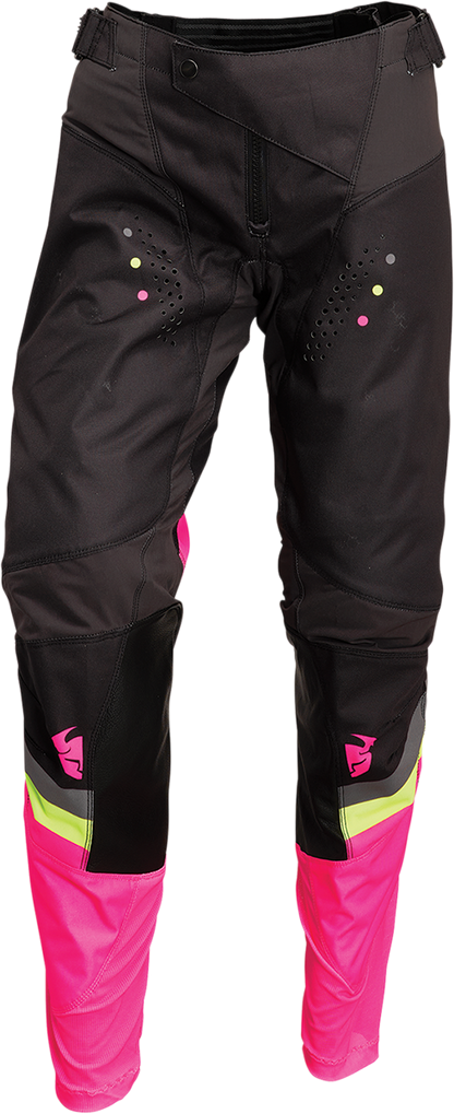 THOR Women's Pulse Rev Pants - Charcoal/Pink Fluo- US 5/6 2902-0296