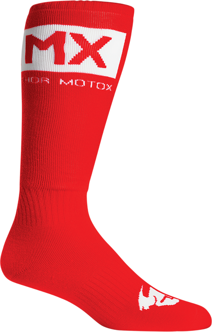 THOR MX Solid Socks - Red/White - Size 6-9 3431-0673
