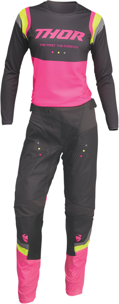 THOR Women's Pulse Rev Pants - Charcoal/Pink Fluo - US 9/10 2902-0298