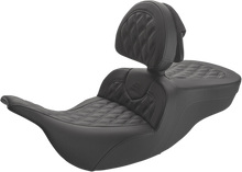 SADDLEMEN Roadsofa™ Lattice Stitched Seat - w/ Driver Backrest - Black 897-07-182BR