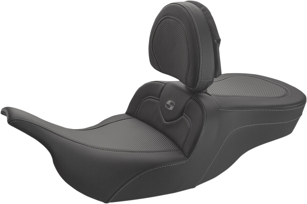SADDLEMEN Roadsofa™ Carbon Fiber Seat - w/ Backrest - Smooth - FLH/FLT '97-'07 897-07-185BR
