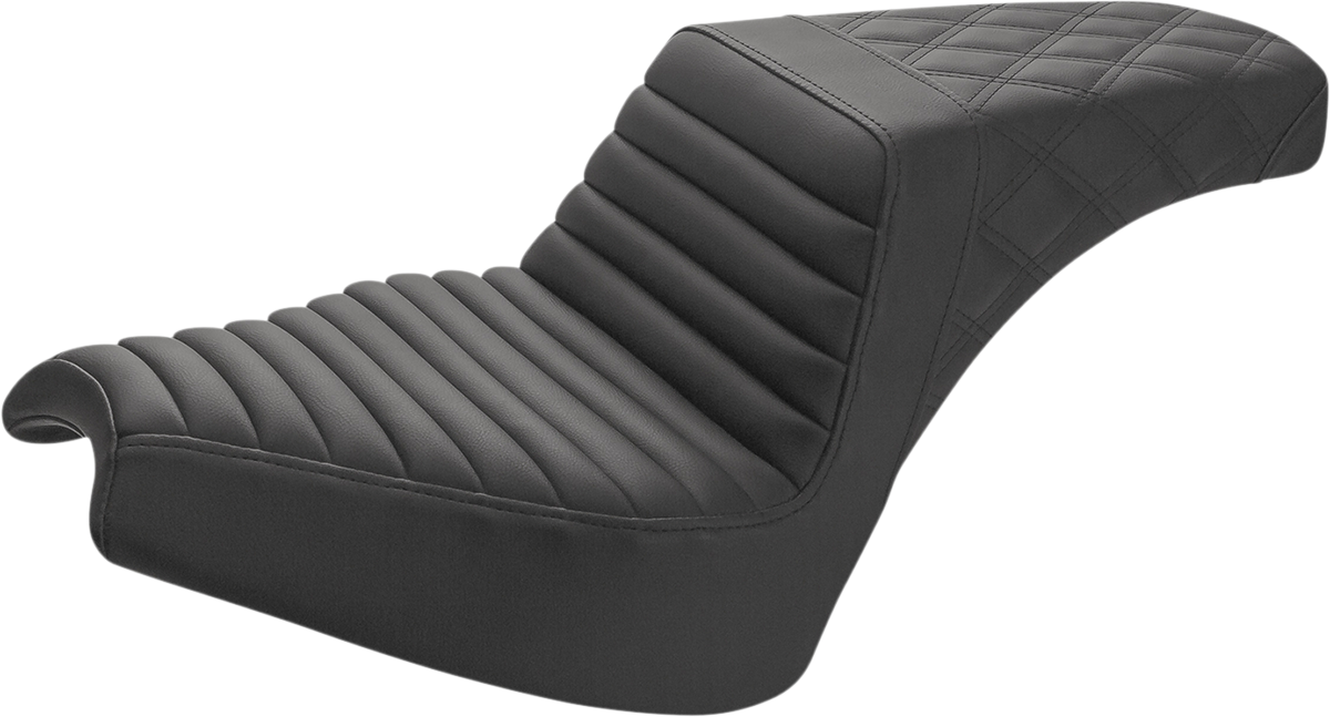 SADDLEMEN Step-Up Seat - Front Tuck-n'-Roll/Rear Lattice Stitch - Black - Chief I21-04-176