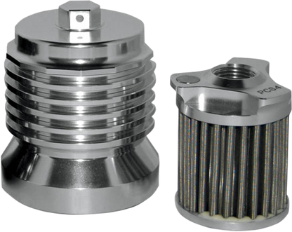 PC RACING Flo® "Spin-on" Oil Filter - Polished Aluminum - Aprilia/BMW/Buell/H-D/Moto Guzzi/Yamaha PCS4C