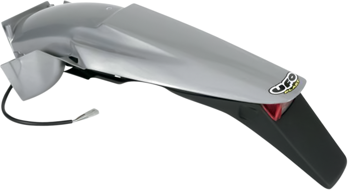 UFO Enduro Rear Fender with Tail Light - Silver/Black KT03043340