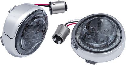 CIRO Turn Signal Insert - Red LED - Smoke Lens - Chrome 45601