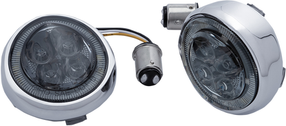CIRO Turn Signal Insert - Amber/White LED - Smoke Lens - Chrome 45600
