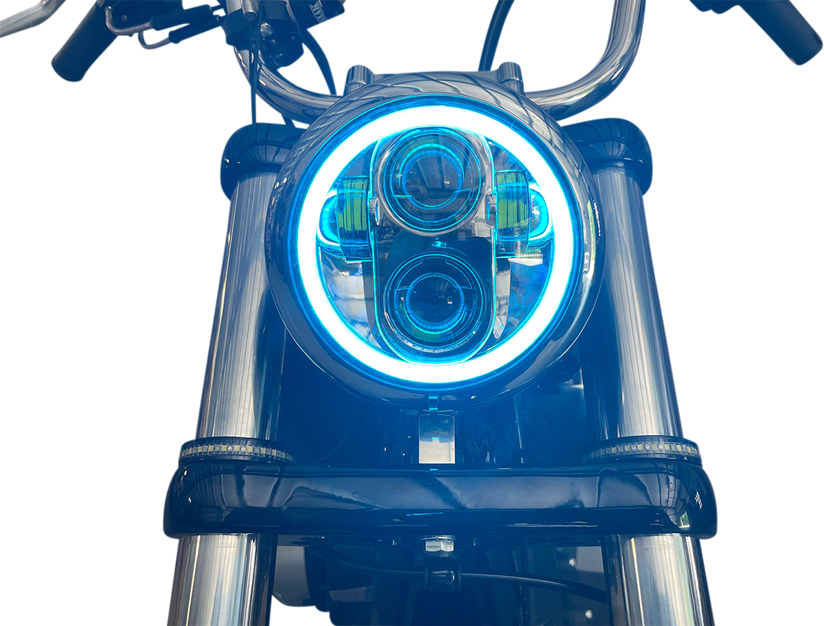 CUSTOM DYNAMICS ProGLOW™ 5-3/4" Headlamp - with Mounting Ring - Chrome PG-575-C