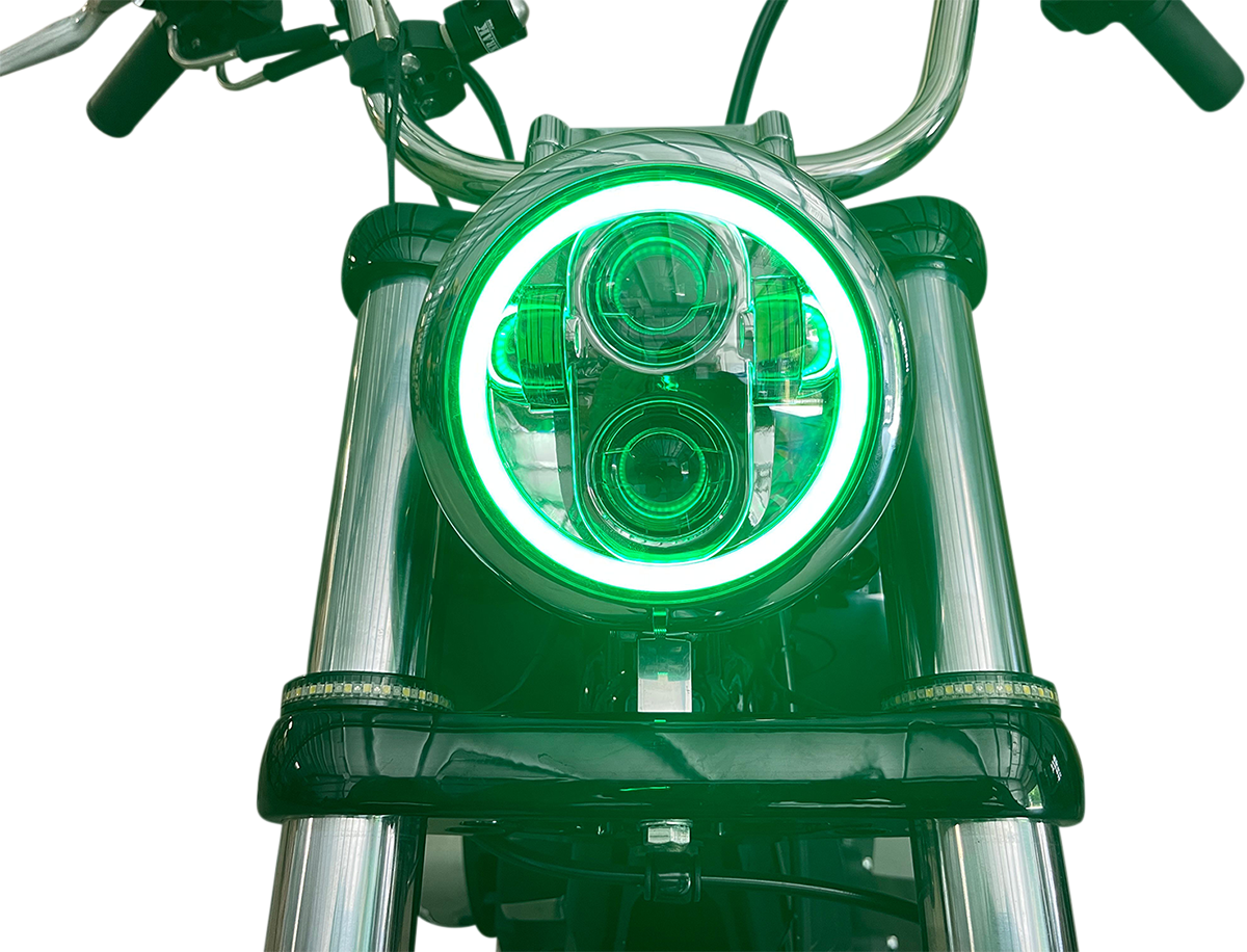 CUSTOM DYNAMICS ProGLOW™ 5-3/4" Headlamp - with Mounting Ring - Chrome PG-575-C