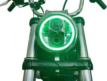 CUSTOM DYNAMICS ProGLOW™ 5-3/4" Headlamp - with Mounting Ring - Chrome PG-575-C