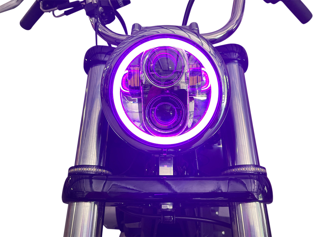CUSTOM DYNAMICS ProGLOW™ 5-3/4" Headlamp - with Mounting Ring - Chrome PG-575-C