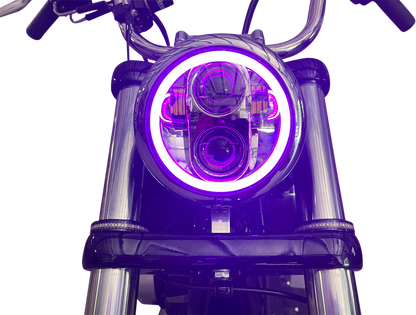 CUSTOM DYNAMICS ProGLOW™ 5-3/4" Headlamp - with Mounting Ring - Chrome PG-575-C