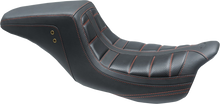 MUSTANG Squareback One-Piece Seat - Tuck and Roll - Black w/ American Beauty Red Stitching - FL '08-'25 75239AB