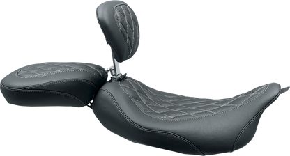 MUSTANG Wide Tripper™ Solo Seat - w/ Drivers Backrest - Black w/ Gun Metal Stitching - FL '08-'25 79727GM
