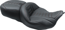 MUSTANG One-Piece Deluxe Touring Seat - Black w/ American Beauty Red Stitching - FL '08-'25 79006AB