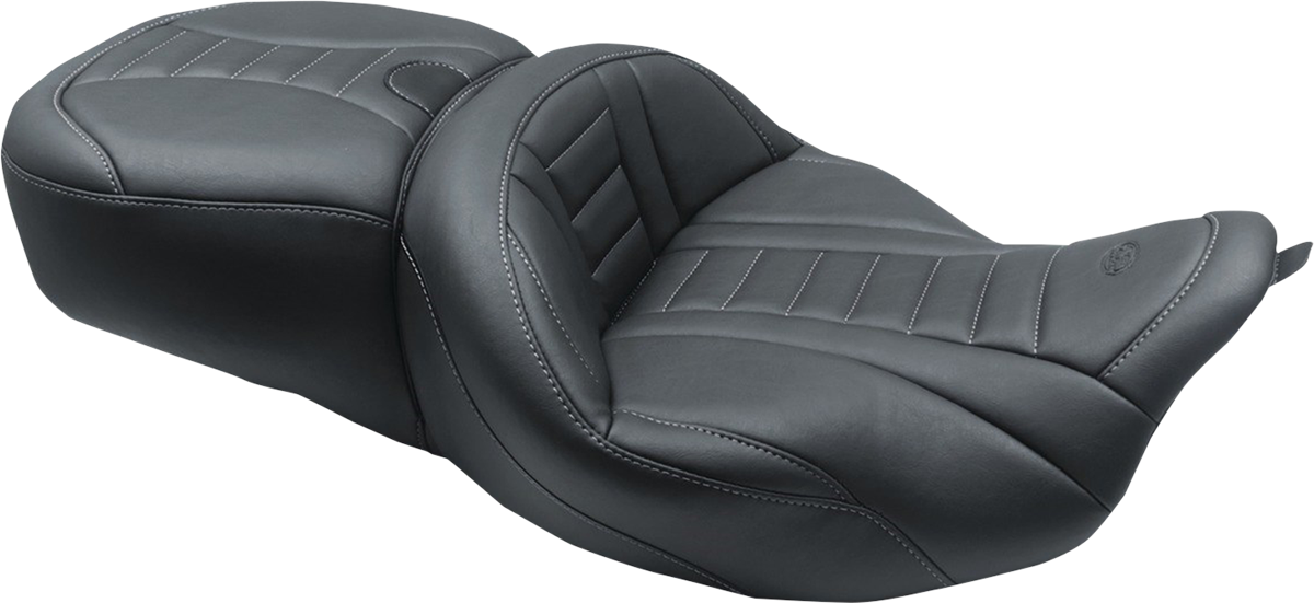 MUSTANG One-Piece Deluxe Touring Seat - Black w/ Gun Metal Stitching - FL '08-'25 79006GM