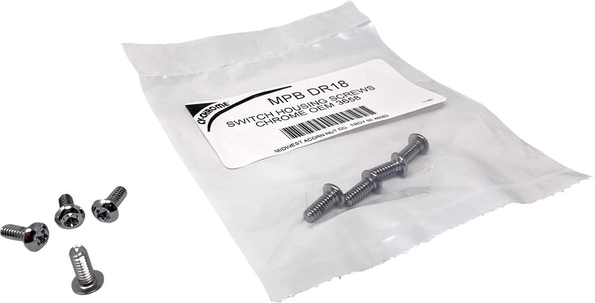 DRAG SPECIALTIES Screw Kit - Switch Housing - Chrome MPBDR18