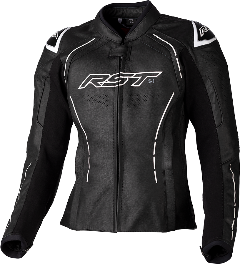 Ladies S1 Ce Jacket Black/White Leather Md