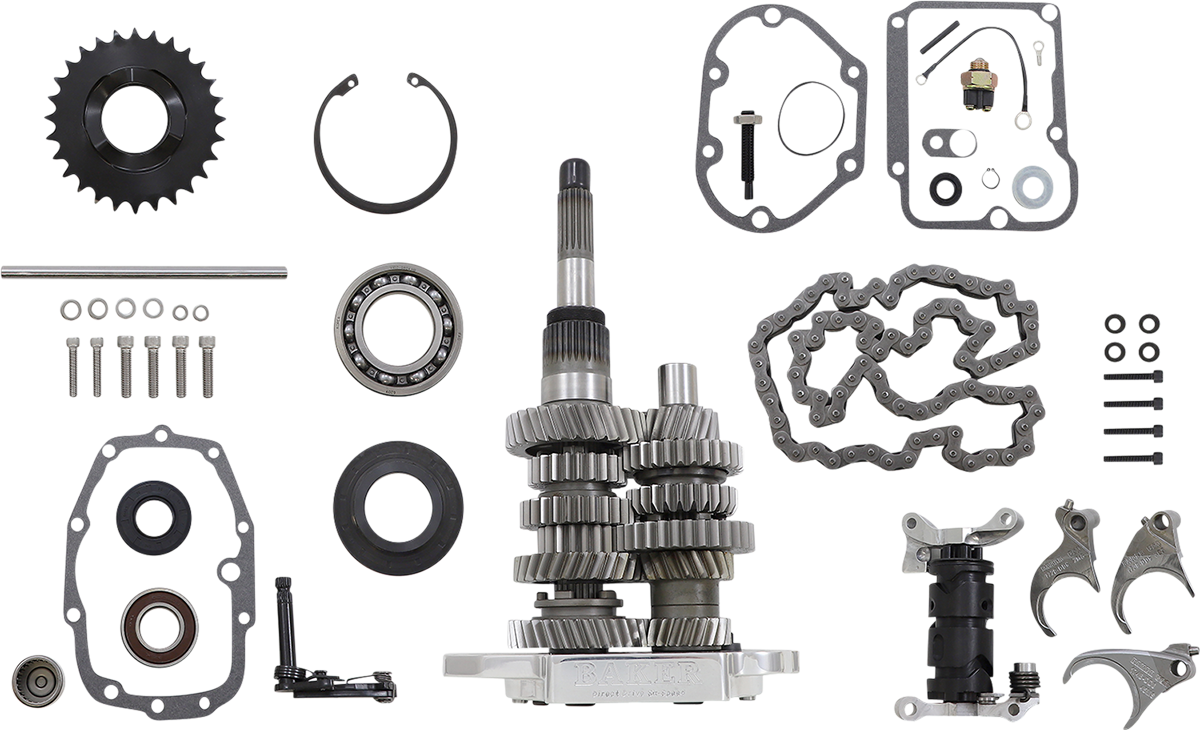 BAKER DRIVETRAIN Direct Drive Gear Set - 6-Speed - Polished - '90-'97 Softail/Dyna DD6-411L-02