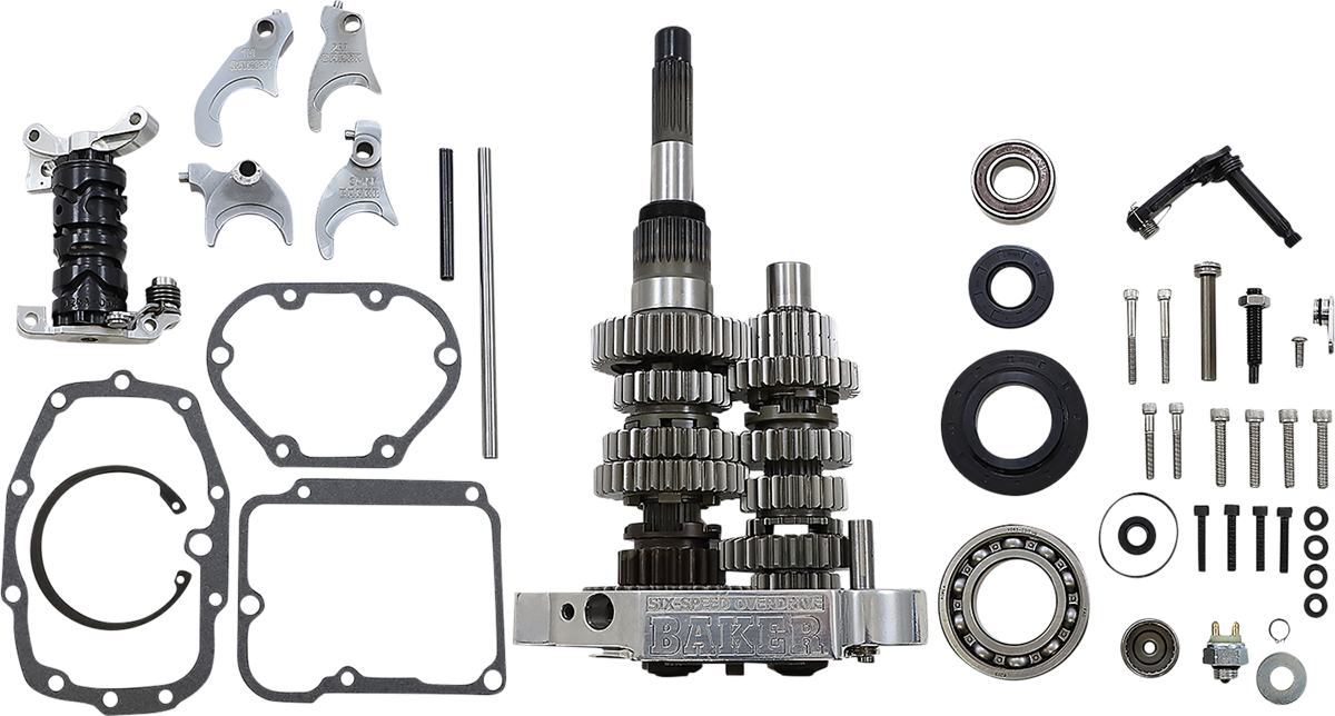BAKER DRIVETRAIN Gear Set - Overdrive/6-Speed - Polished - Softail/Dyna/FXR OD6-401S-02